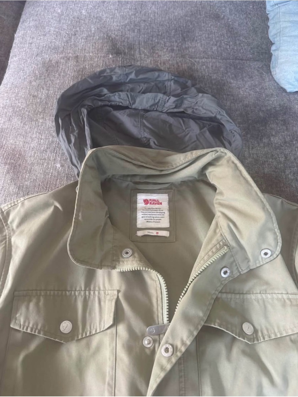 Fjallraven Men's Olive Field Jacket with Packable Hood